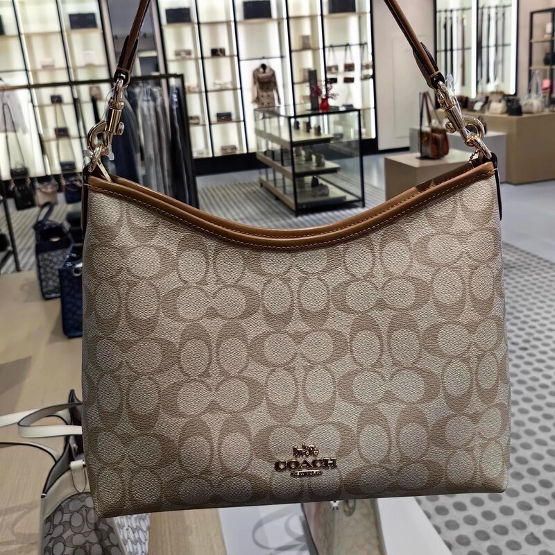 Authentic Coach Women's Bag Laurel Hobo Bag Monogram Handbag Underarm Bag Single Shoulder Crossbody Bag Women's Bag