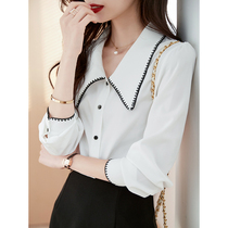 Mularsa Method Dolls Collar White Shirt Woman 2022 Early spring New 100 Lapped Temperament Professional Snow Spinning Blouse