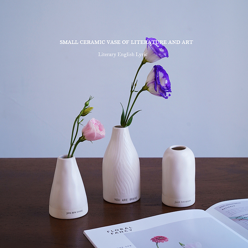 Nordic minimalist style English vows frosted ceramic table small vase flower arrangement table romantic floral decorations-Taobao