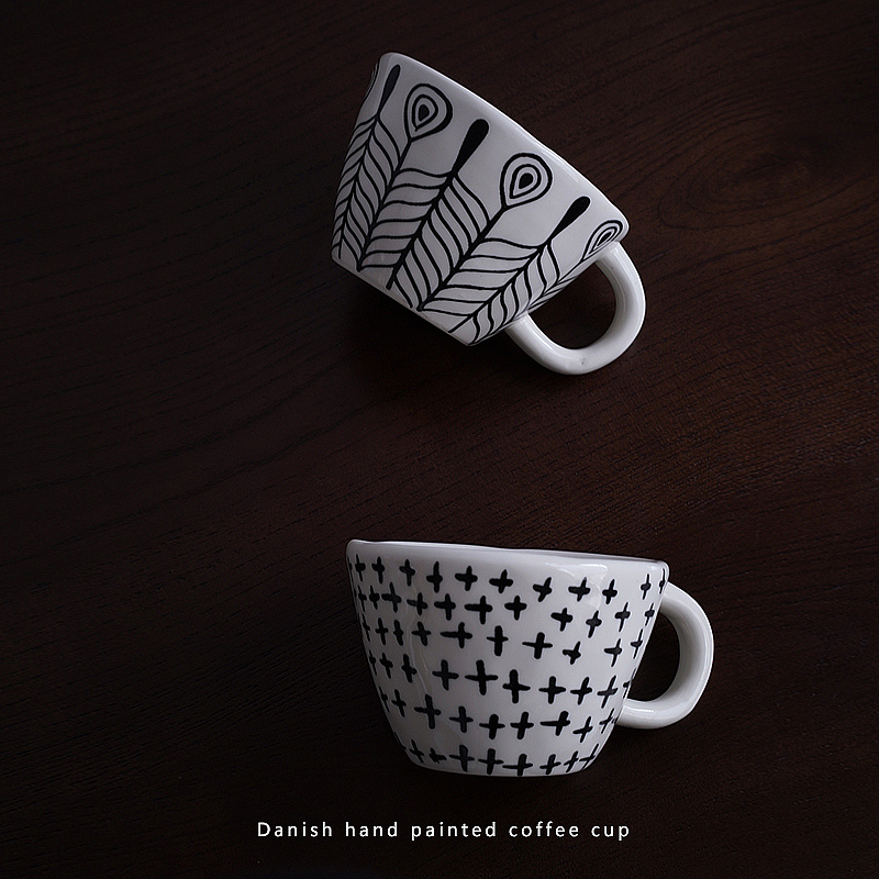 slx forest bear export Nordic hand-painted simple lines hand pinched ceramic coffee cup irregular oat water cup