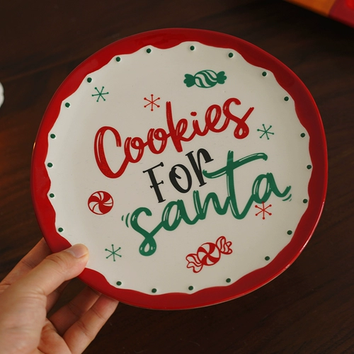 8,5-дюймовая праздничная вечеринка, экспортная европейская ретро-ручная роспись букв, рождественская посуда, западная обеденная тарелка, тарелка для стейка, декоративная тарелка