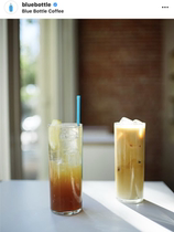 Export Japan BLUEBOTTLE glass blue bottle breakfast coffee men and women household white open transparent water cup