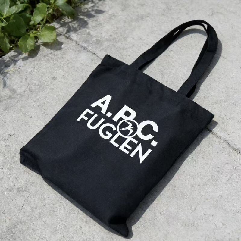 Apc Korean Limited Edition Style Letter Print Canvas Bag Casual Commuting School Tote Bag Shopping Bag for Men and Women