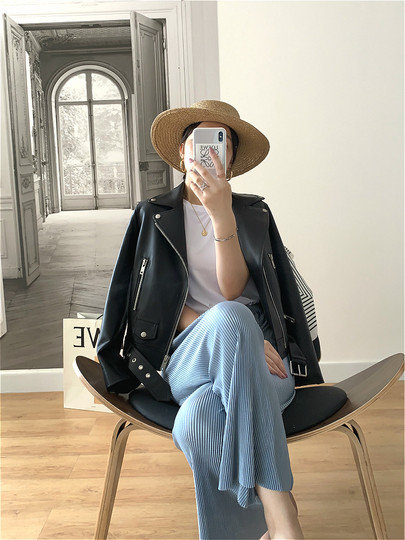 2025 Spring New Imported Sheepskin Leather Jacket Women's Genuine Leather Jacket Women's Motorcycle Jacket Short Jacket Looks Slim