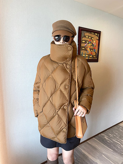 Special offer (clear) super thick down jacket for women new high collar windproof warm mid-length white duck down loose slim coat