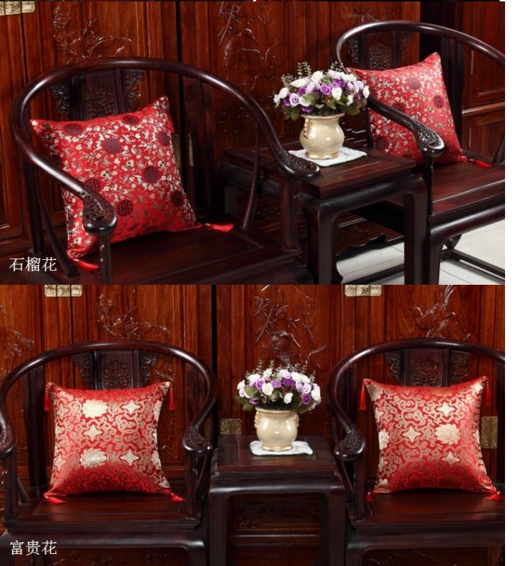 Đệm sofa gỗ gụ kiểu Trung Quốc dày vỏ gối có thể được tùy chỉnh tựa lưng lớn Taishi ghế thắt lưng gối dải vuông gối Gối văn phòng 2 trong 1
