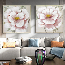 Pure hand-painted flower oil painting Nordic modern model room living room sofa background wall hanging painting villa bedroom decoration painting