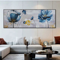 Pure hand-painted oil painting living room flower lotus decorative painting sofa background wall hanging painting horizontal version New Chinese bedroom mural