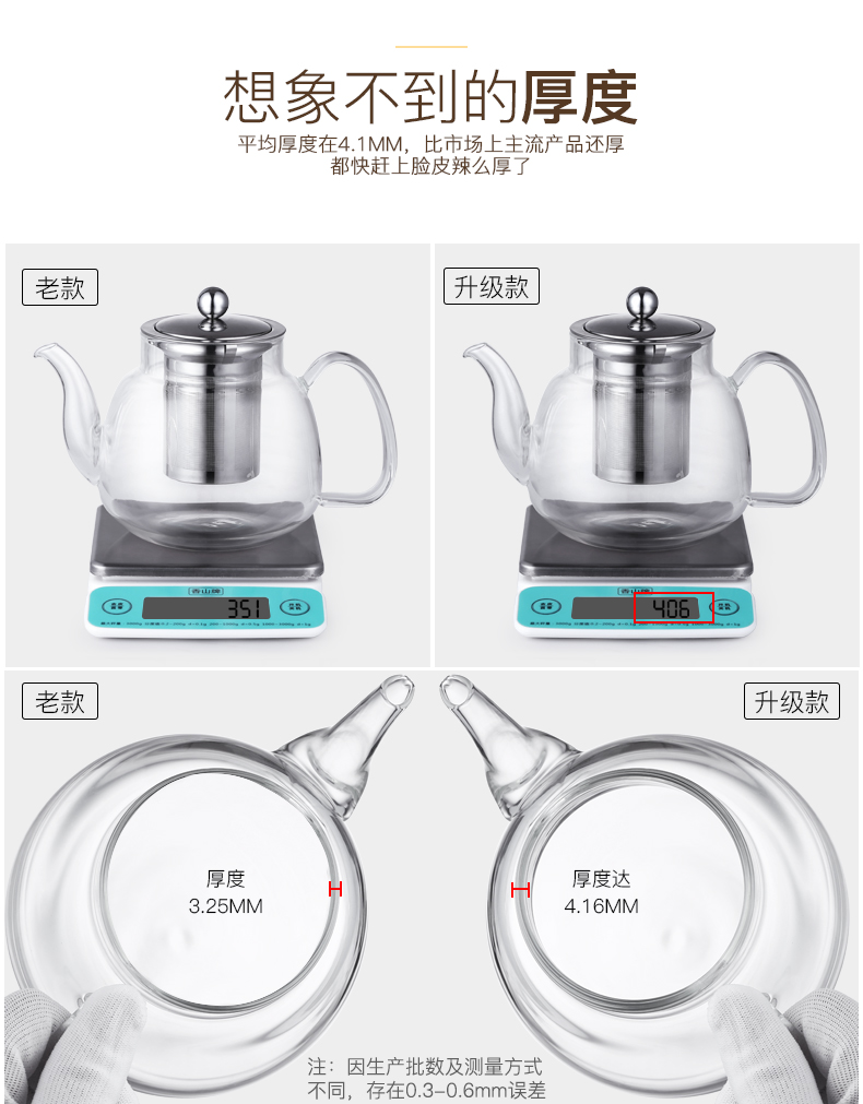 Ấm đun sôi thủy tinh ấm chịu nhiệt độ cao chống cháy nổ bộ lọc hộ gia đình nồi đơn nhỏ nhỏ dày đỏ đặt bộ ấm trà bình trà đẹp