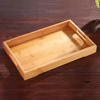 Household bamboo tea tray Bamboo Japanese tea table Rectangular large tea tray Water cup Living room tray Tea set Rectangular