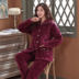 Winter nhung san hô phụ nữ Pyjama ba lớp bông dày trung niên flannel nhà quần áo lớn mã ấm bộ 