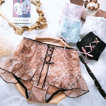 Large Code Lace Briefs Female Mid Low Waist Court Butterfly Knot Sexy triangle Oral Fat mm200 catty for summer breathable