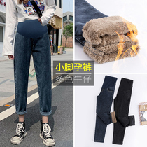 9871#孕妇羊羔绒牛仔裤冬季加绒加厚宽松托腹裤外穿休闲保暖 its a