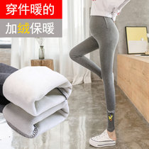 Tide mother pregnant women pants autumn and winter plus velvet padded leggings Spring and Autumn wear fashion slim high waist belly pants winter wear