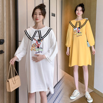 White pregnant women autumn Net Red Dress Autumn long 2021 autumn new maternity coat long sleeve