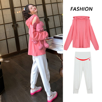 Pregnant womens spring and autumn Net red suit fashion sweater long top dress spring tide Hot Mom personality