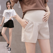 Pregnant womens shorts summer fashion wear cotton and linen shorts womens spring and summer thin leggings tide mom loose pants summer clothes