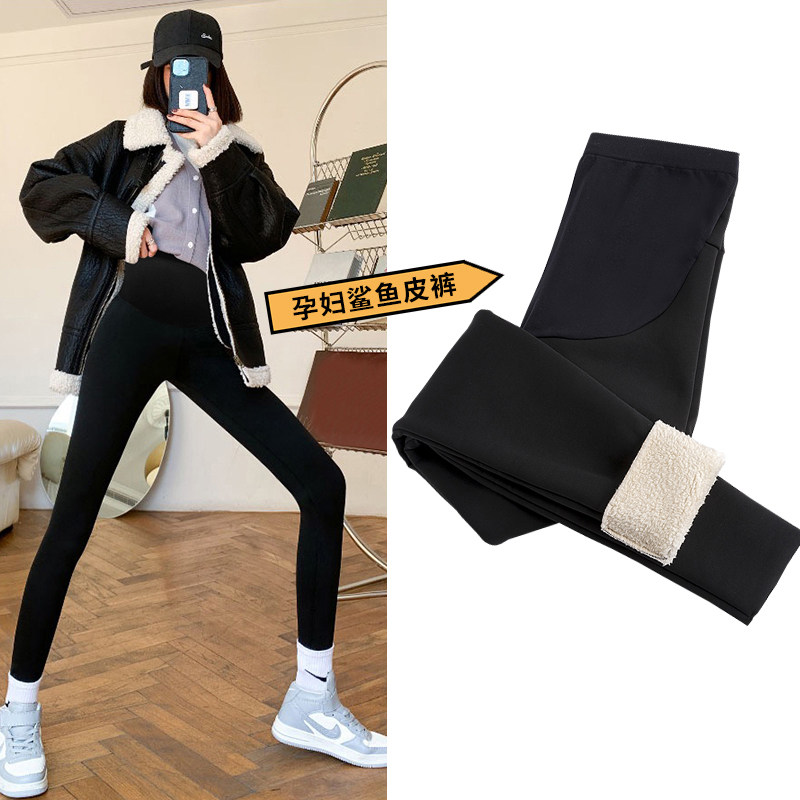 Pregnant women shark pants lamb fluff winter plus thick inner pants with special warm warmth