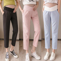 Pregnant women pants spring and summer thin wear fashion low waist leggings summer cotton linen wide leg pants spring and summer clothes