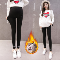 Pregnant women leggings womens autumn and winter clothing fashion wear plus velvet thickened pregnant womens pants spring and autumn belly pants autumn and winter