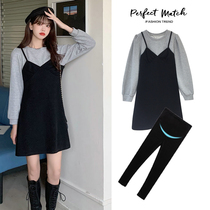 2021 spring new mosaic small black dress spring and autumn pregnant women temperament thin design sense pregnant women dress