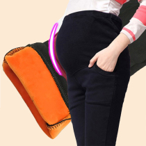 Pregnant women pants autumn and winter plus velvet thickened wear trousers bullets belly pencil pants pregnant women leggings autumn and winter clothes