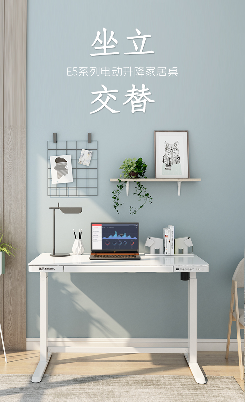 A股上市 乐歌 E5 玻璃面电动升降桌 图2