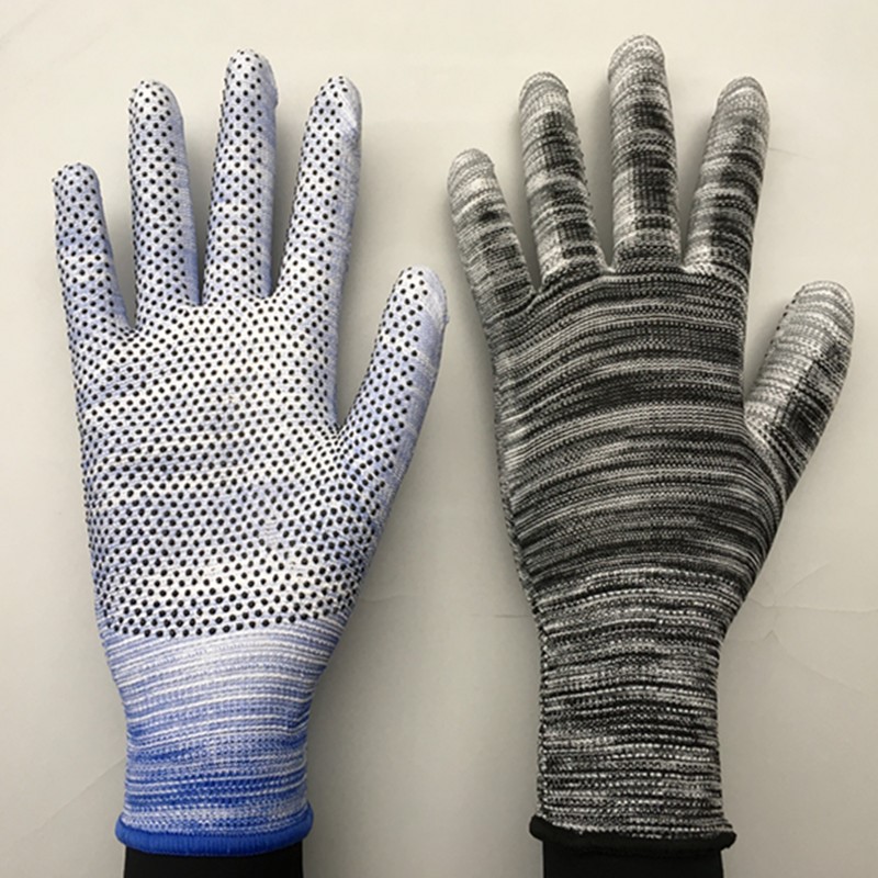 12 Double First Friends PU Point Beads Nylon Coated Wear Line Point Glue Point Plastic Coating Coated Palm Gloves Anti Slip Laubo Nylon