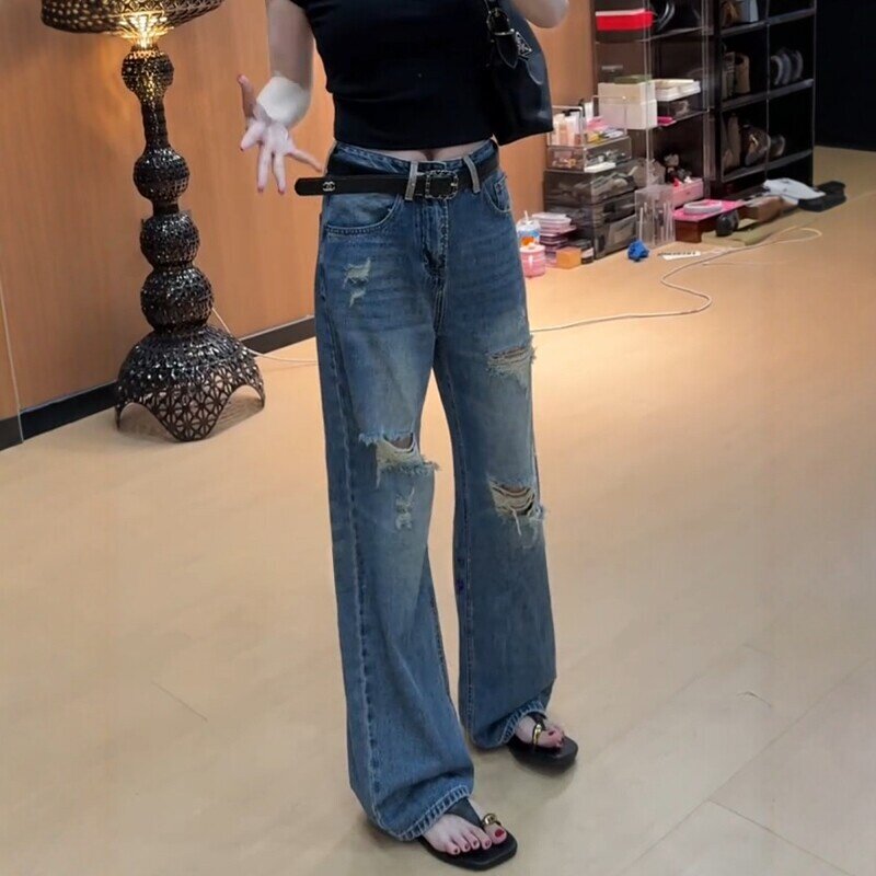Ripped Jeans for Women, Plus Size, Slimming Straight-Leg Pants, Thin Style for Summer, Stylish Design, Very Attractive Pants Ripped Jeans for Women, Plus Size, Slimming Straight-Leg Pants, Thin Style for Summer, Stylish Design, Very Attractive Pants
