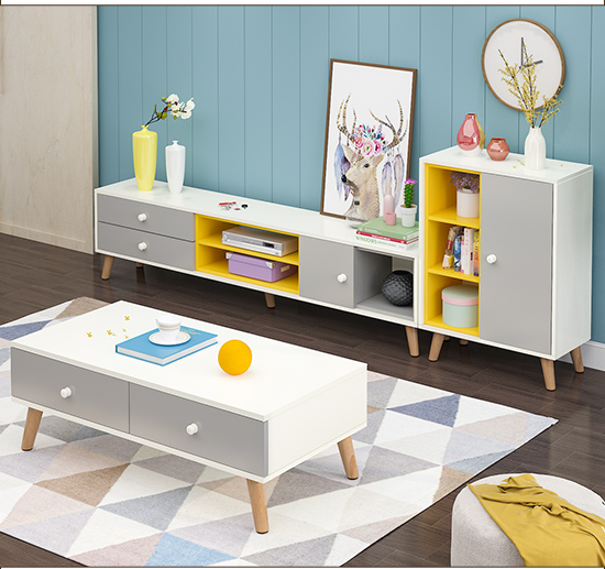 tivi asanzo 50 inch Tủ tivi đơn giản Bắc Âu kết hợp bàn cà phê đơn giản kết hợp tủ tivi đơn giản Phòng khách kiểu Nhật hiện đại - TV ti vi
