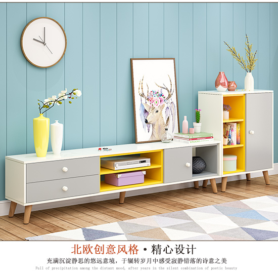 tivi asanzo 50 inch Tủ tivi đơn giản Bắc Âu kết hợp bàn cà phê đơn giản kết hợp tủ tivi đơn giản Phòng khách kiểu Nhật hiện đại - TV ti vi