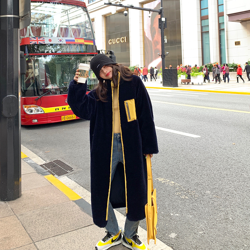 CC fur fashionable look imported all wool cashmere long fur coat