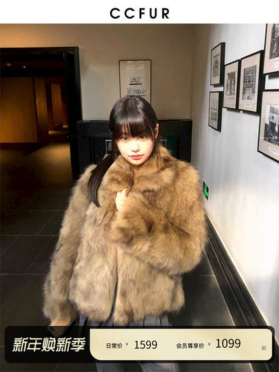 CC Pelz mittelalterliche Schwester großes Revers Waschbärpelz einfache Damen Winter neue Jacke jungen Stil