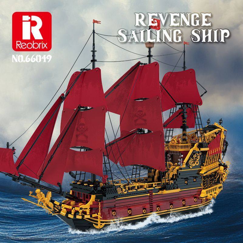 Reobrix 66049 Queen Anne Revenge of the Caribbean Huge Assembly Model Building Block Toy