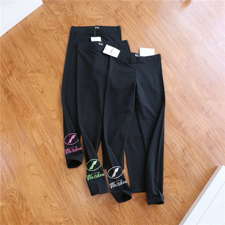 spring and autumn Women's money   We11WD   Cotton fluorescence Bright color printing High waist Tight fitting Large elasticity Leggings Slimming pants
