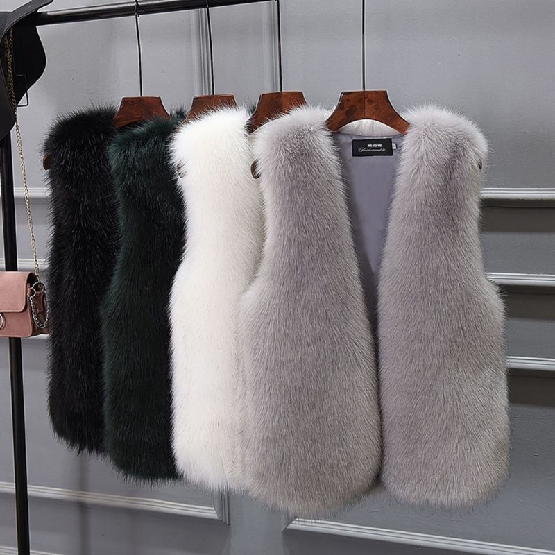 Fur Vest for Women, Autumn and Winter Coat, Thickened and Warm, Faux Fox Fur, Padded Cotton Vest, Versatile and Slimming Fur Vest for Women, Autumn and Winter Coat, Thickened and Warm, Faux Fox Fur, Padded Cotton Vest, Versatile and Slimming