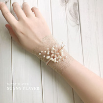 Wrist flower Bridesmaid sister group Hand flower Bride wedding bracelet Pearl wedding Korean beauty jewelry Gift