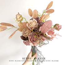 Simulation Flowers Bouquet Retro Rose Hands Touted Bridal Wedding Wedding Sen Wedding Dresses Photography Props Han Style