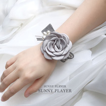 Wrist Flowers Wedding Bride Hand Flowers Bridesmaid Sisters Gray Activity Camellia Groom Best Man Newcomer Corsage Lapel Flowers
