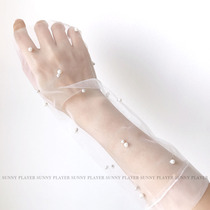 Bridal gloves wedding dress white mesh pearl Korean romantic hand flower wedding high-end bridesmaid sister wedding