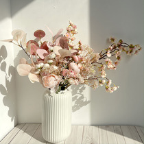 Peony Emulation Bouquet Indoor Tea Table table placing swing pieces Swaying Pieces Living-room Silk Flowers Fake Flowers Pink light extravagant and meritocratic