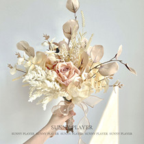 Hand touted bridal wedding simulation flower bouquet wedding wedding wedding govt photo gallery props photo leads to the beauty