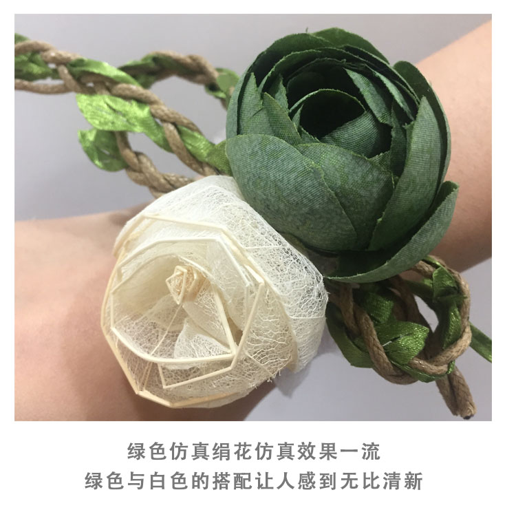 Tiệc cưới Boutonniere Chú rể Phù rể Green White Sen Mô phỏng Hoa hồng Hoa lụa Trâm - Trâm cài huy hiệu cài áo vest