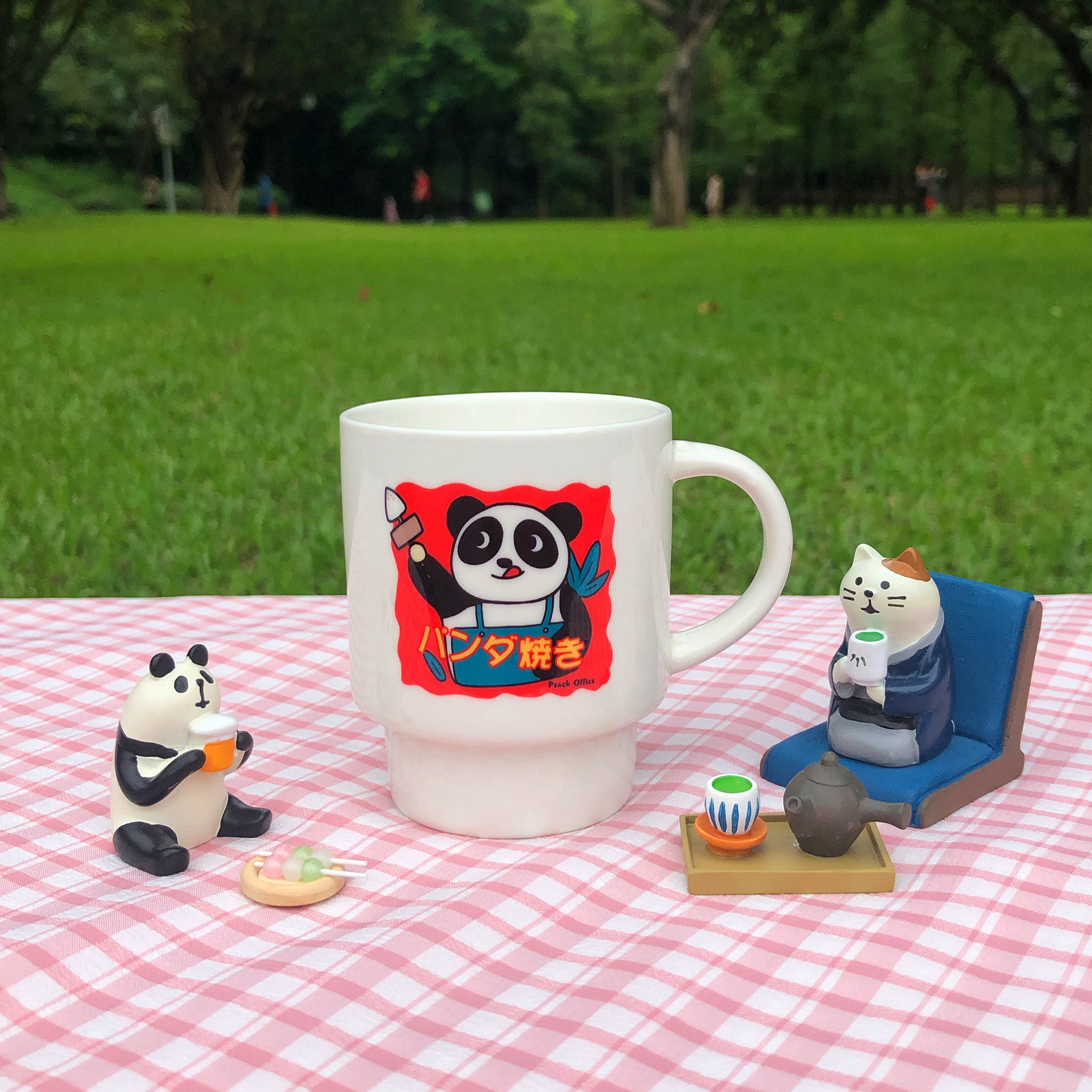 Peach Office Original Design Panda Burn Coffee Cup Breakfast Cup Outlet Japan Showa Retro Laminated Cup