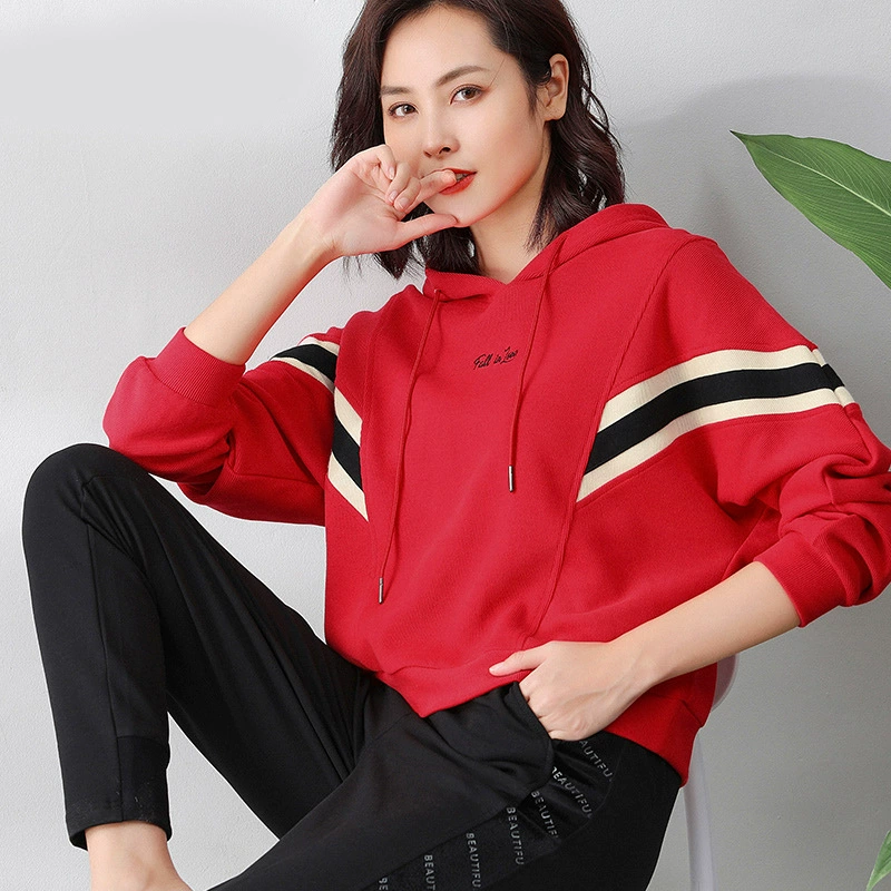 Áo len mỏng màu tương phản của phụ nữ 2020 mùa xuân và mùa thu áo mới lỏng lẻo Hàn Quốc áo len chui đầu có mũ trùm đầu giản dị trong xu hướng - Thể thao lông cừu / jumper