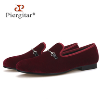Mens imported velvet handmade shoes European and American trend banquet party set-up dress loafers single shoes men