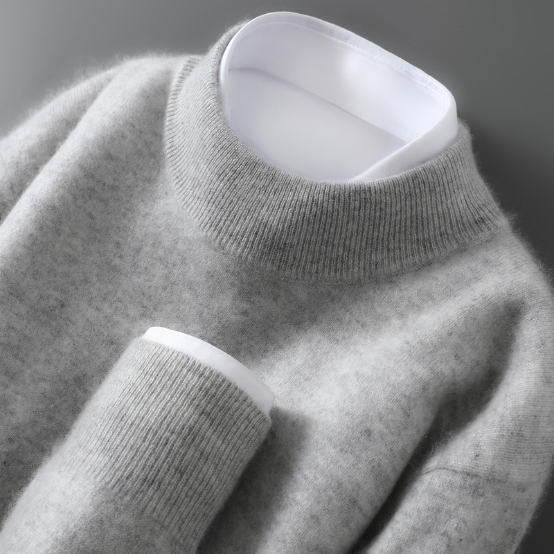 Men's 100% Pure Wool Pullover Half-Turtleneck Sweater, New Autumn and Winter Loose Knit Base Layer Cashmere Sweater Men's 100% Pure Wool Pullover Half-Turtleneck Sweater, New Autumn and Winter Loose Knit Base Layer Cashmere Sweater