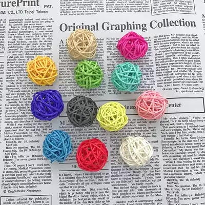 12-color rattan ball parrot nibbling toy ball pet bird tiger skin foot foot grab foot toy love bird shop