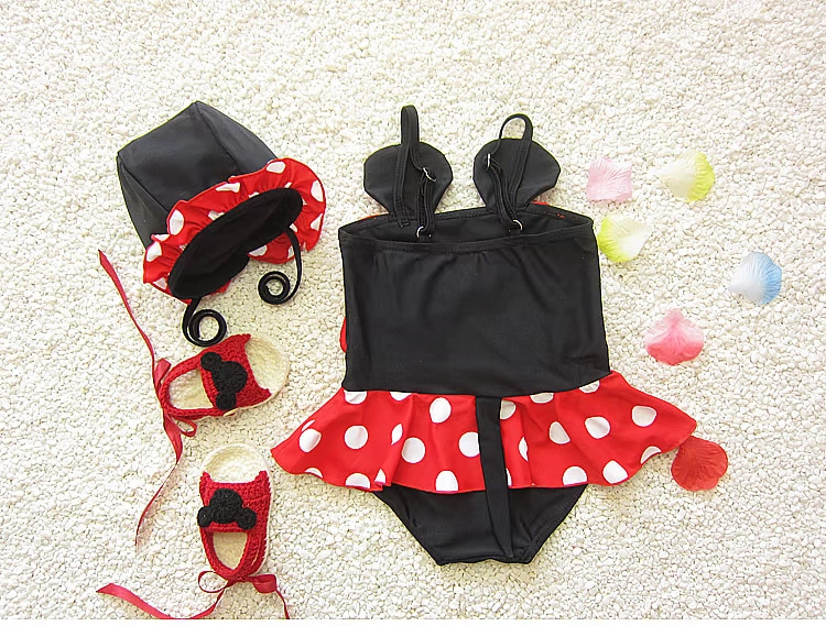 Mùa hè bé gái sơ sinh bé sơ sinh phim hoạt hình Hàn Quốc Mickey sóng điểm chia bikini áo tắm một mảnh áo tắm