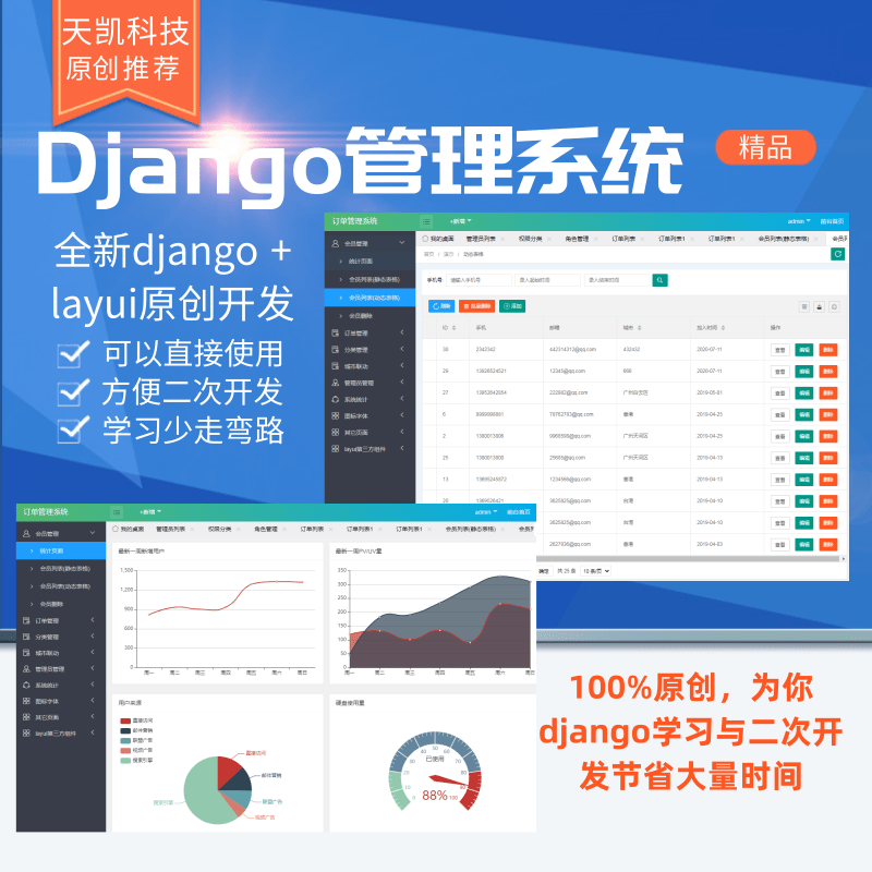 Background system Python original code django lyui background management template original system customizable development